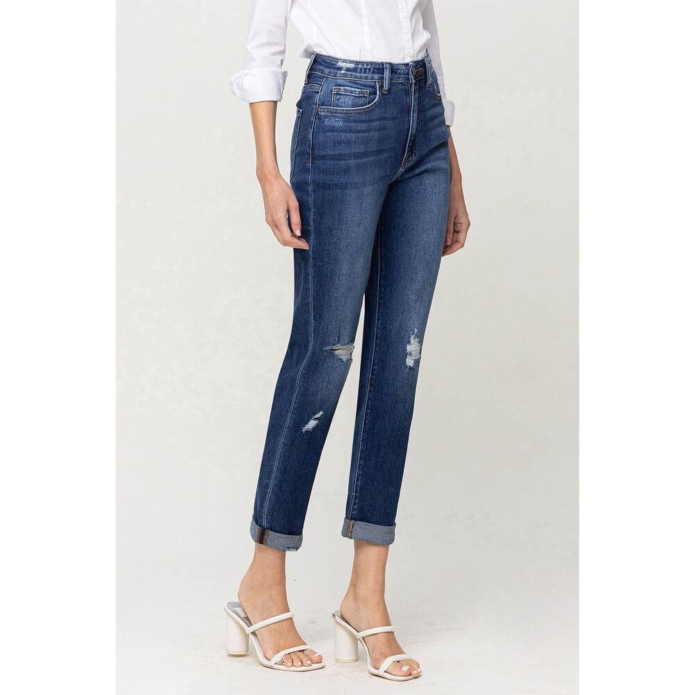 Flying Monkey Super High Rise Distressed Cuffed Mom Jeans - Y3986 - Size 29 - Picture 4 of 9